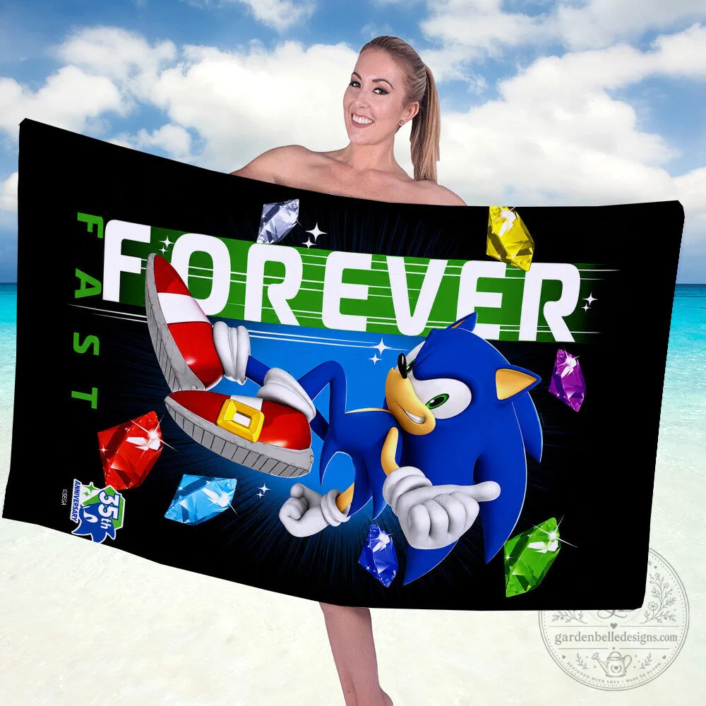 35th Anniversary Beach Towel of Sonic The Hedgehog: Forever Fast Edition