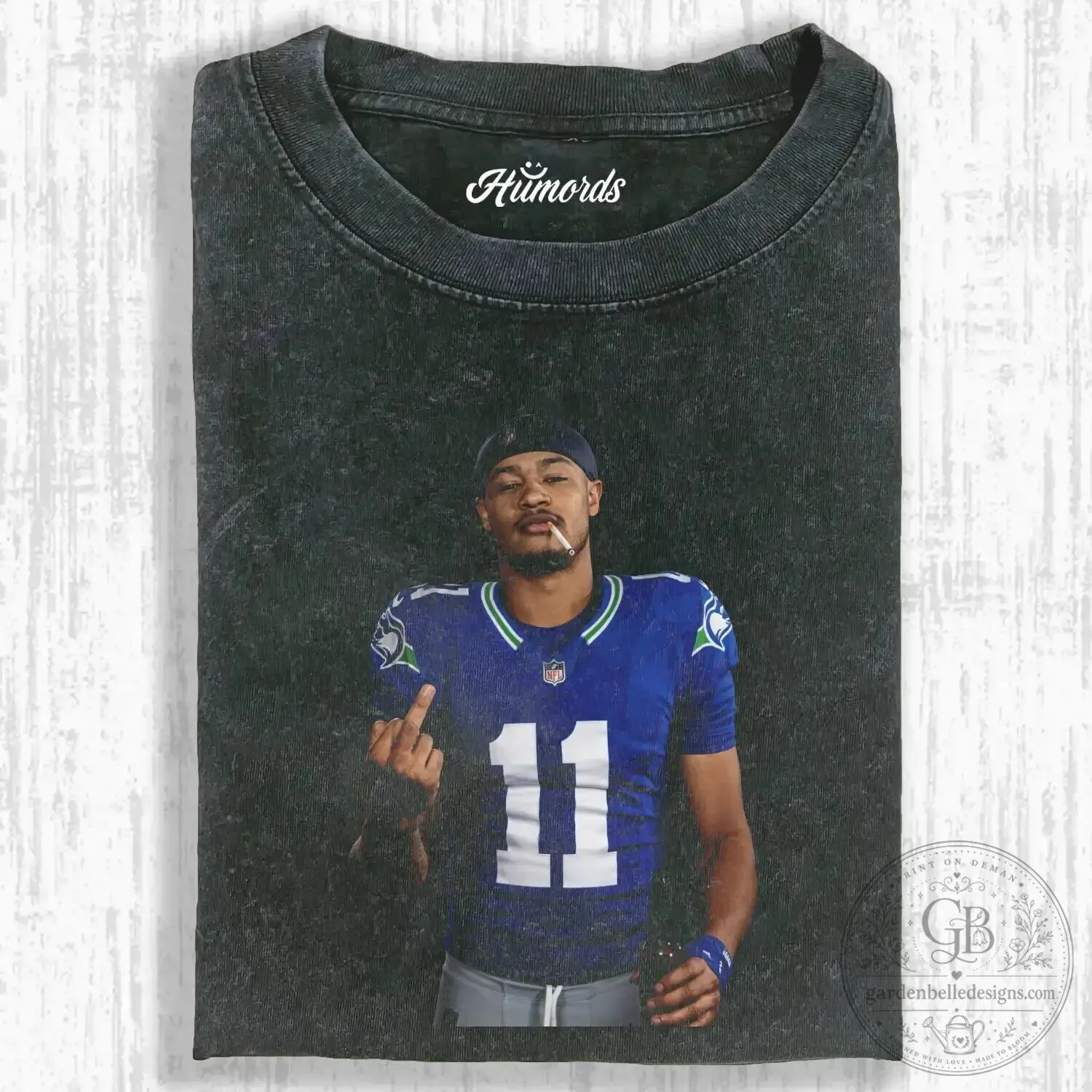 Jaxon Smith Njigba Middle Finger Football Player Black T-Shirt