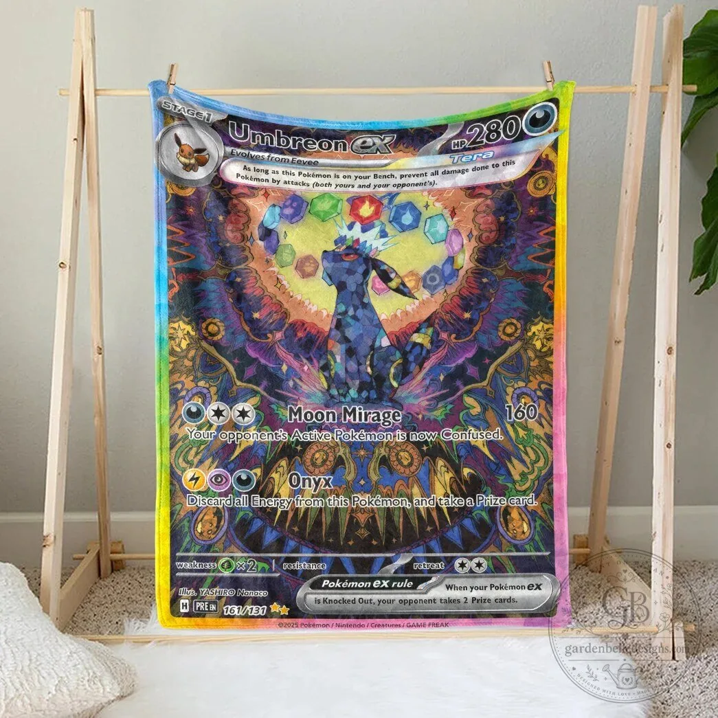 Umbreon EX Moon Mirage Pokémon Trading Card Game Fleece Blanket 1 Umbreon EX Moon Mirage Pokémon Trading Card Game Fleece Blanket