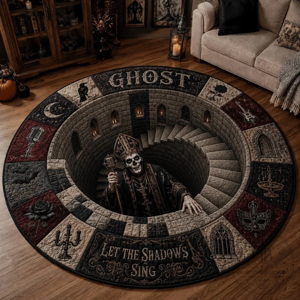 Ghost Band Let The Shadows Sing Round Quilted Floor Mat Ghost Band Let The Shadows Sing Round Quilted Floor Mat