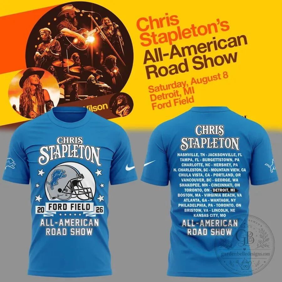 Limited Edition Shirt for All American Road Show by Chris Stapleton and Detroit Lions