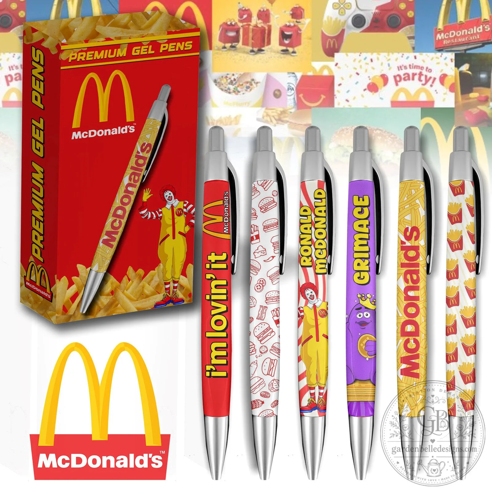 McDonald's Fast Food Restaurant Themed Premium Gel Pen Set 2 McDonald's Fast Food Restaurant Themed Premium Gel Pen Set