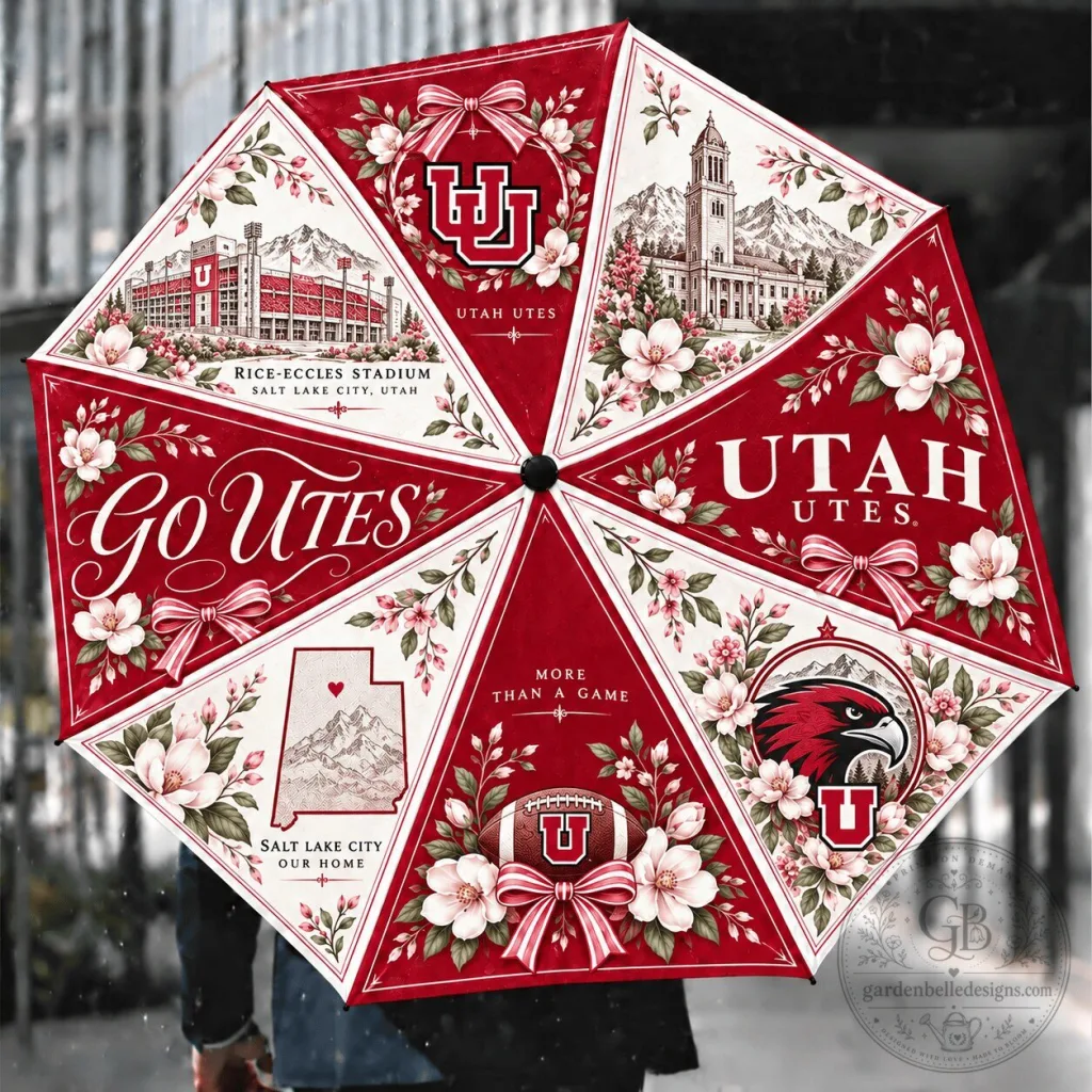 Utah Utes Floral Compact Folding Umbrella Utah Utes Floral Compact Folding Umbrella