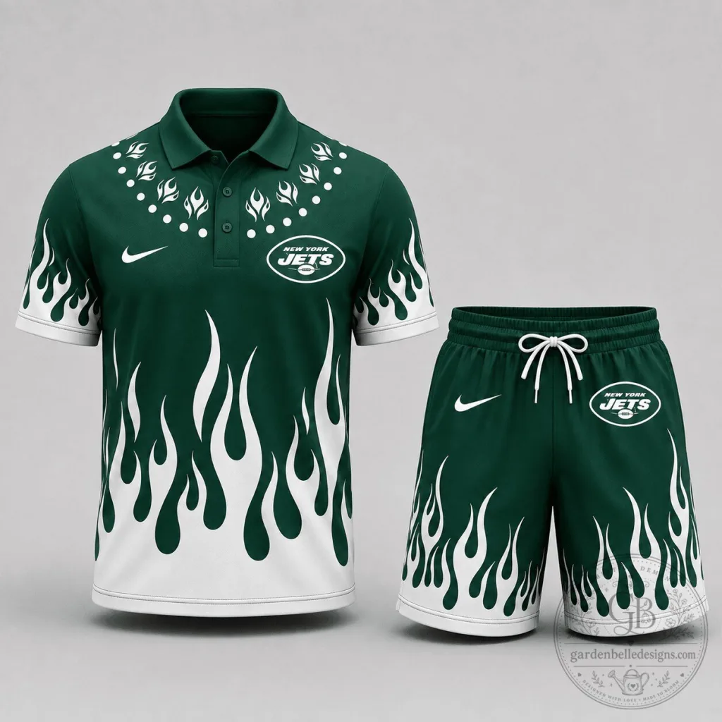 New York Jets Flame Performance Polo Shirt and Shorts Set New York Jets Flame Performance Polo Shirt and Shorts Set