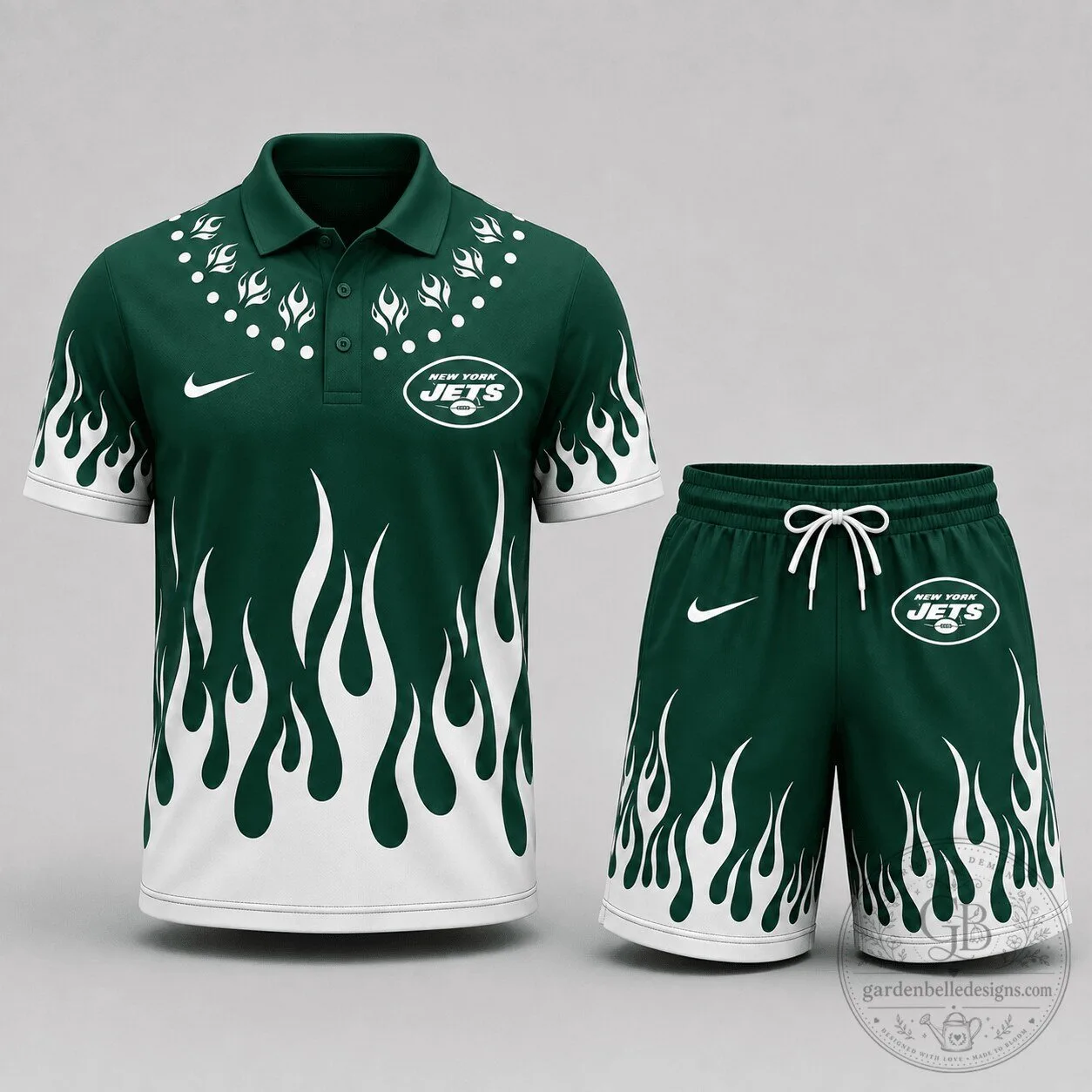 New York Jets Flame Performance Polo Shirt and Shorts Set 5 New York Jets Flame Performance Polo Shirt and Shorts Set