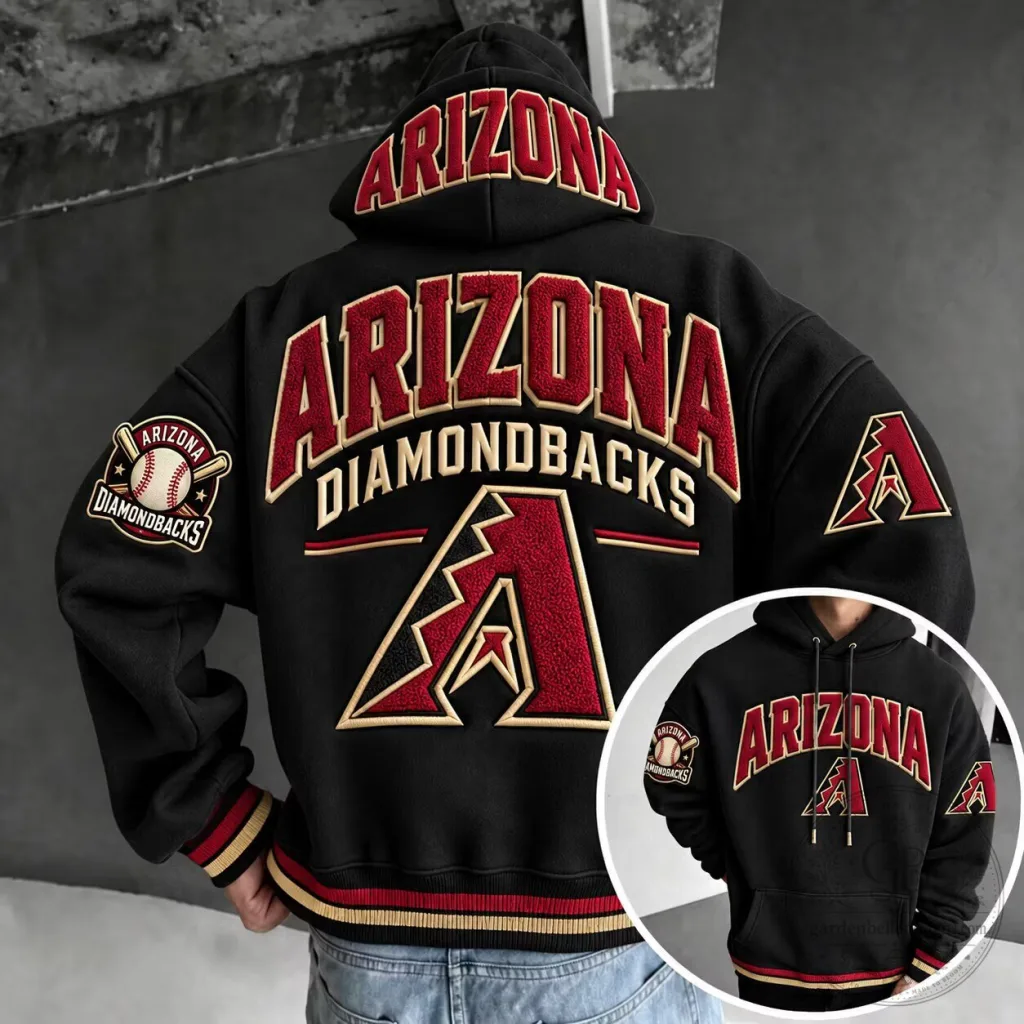 Arizona Diamondbacks Baseball Team Black Varsity Style Hoodie Arizona Diamondbacks Baseball Team Black Varsity Style Hoodie