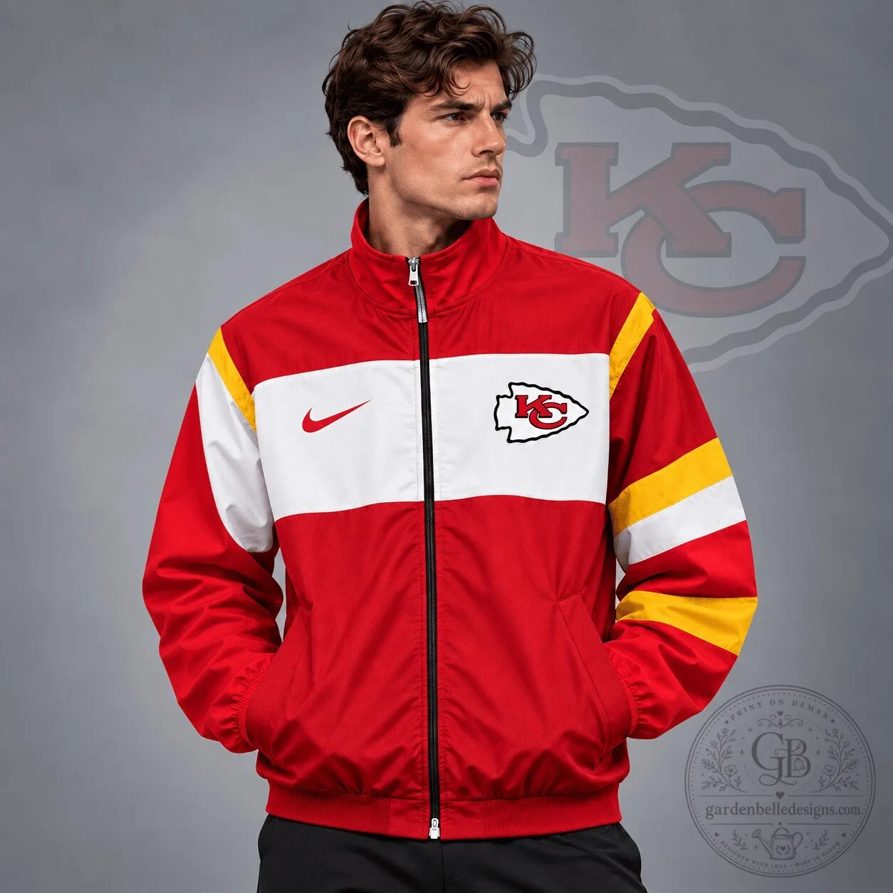 Kansas City Chiefs Nike Red White Yellow Color Block Full Zip Track Jacket
