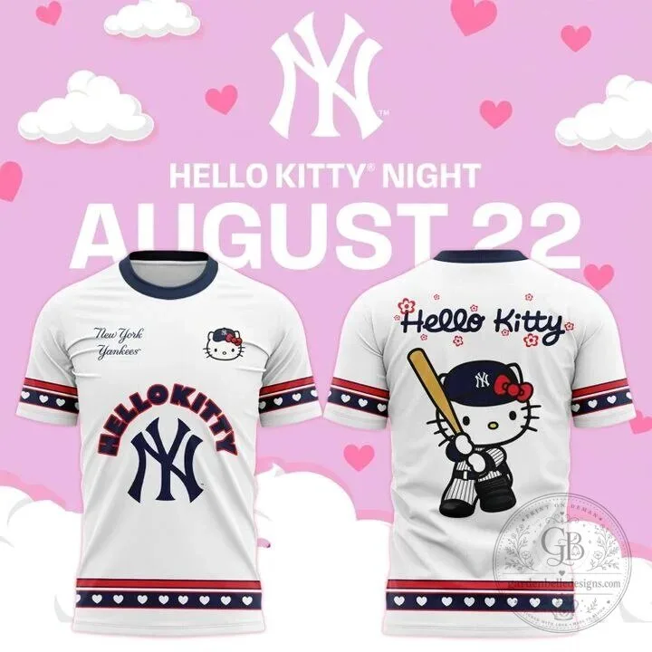 Hello Kitty Game Night Baseball Jersey featuring New York Yankees Design