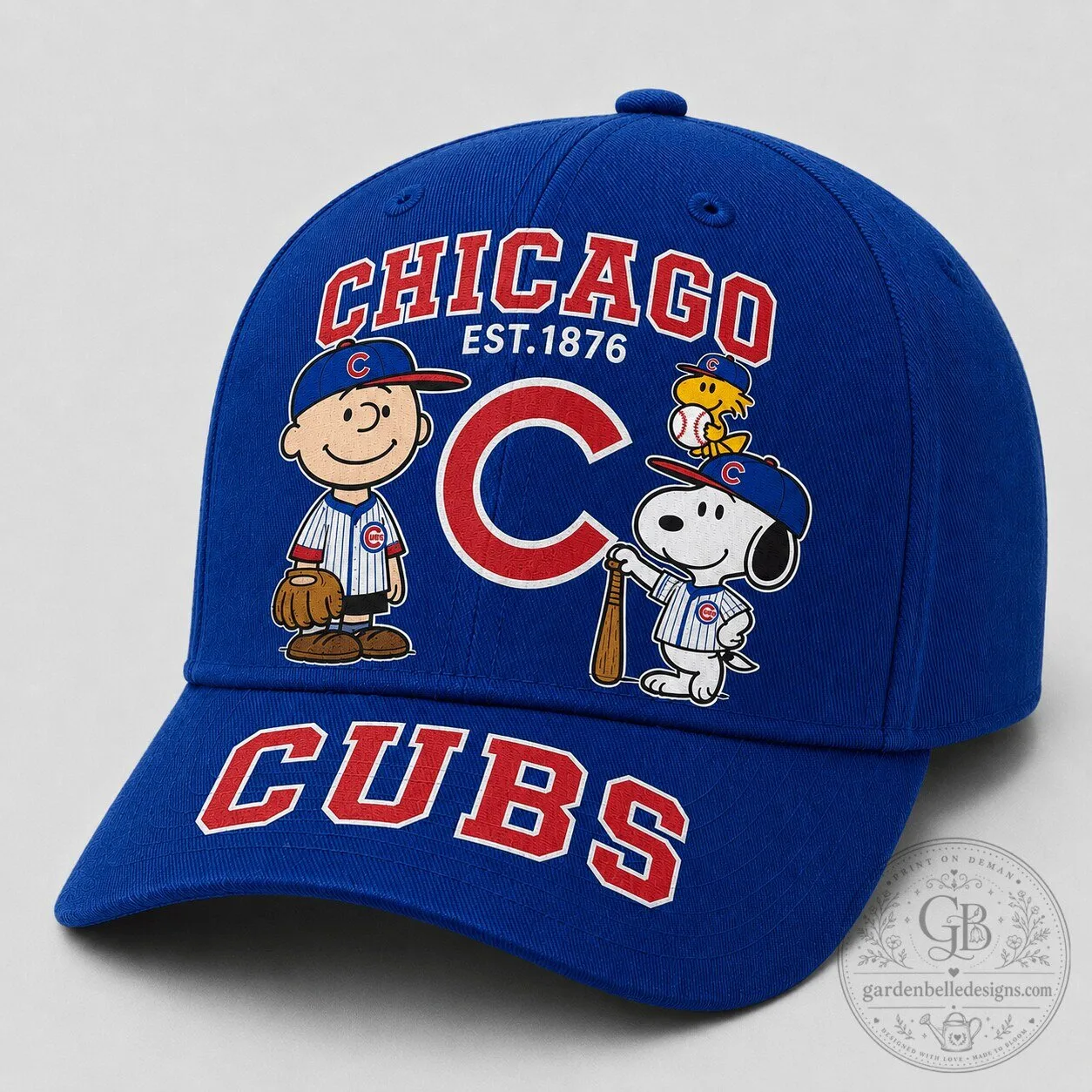 Chicago Cubs Baseball Snoopy Charlie Brown Woodstock Royal Blue Cap Hat