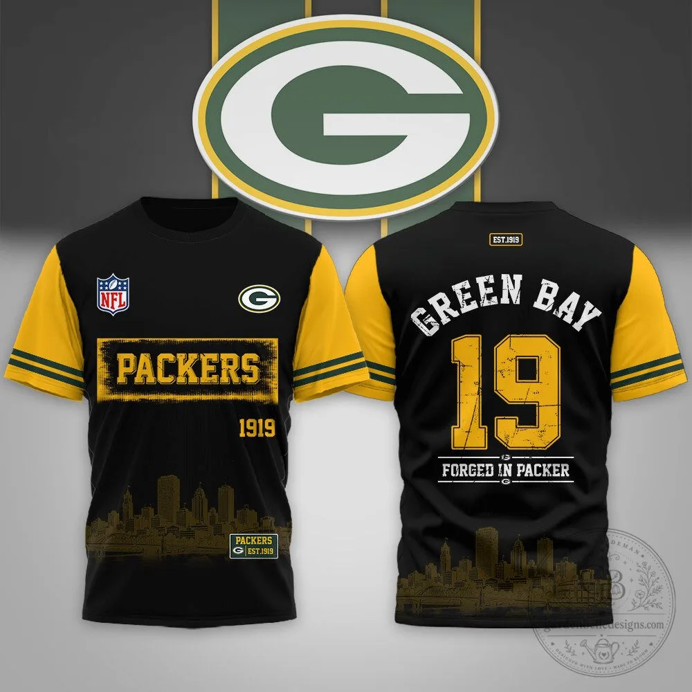 Green Bay Packers Team Green Football Jersey with Established 1919 Logo