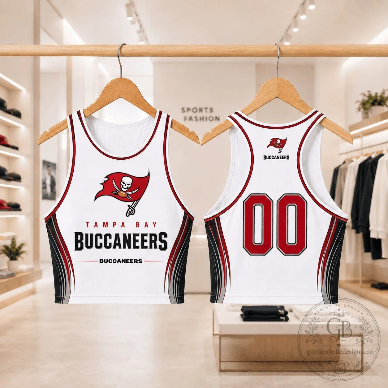 Tampa Bay Buccaneers White and Red Athletic Crop Top Tank Top