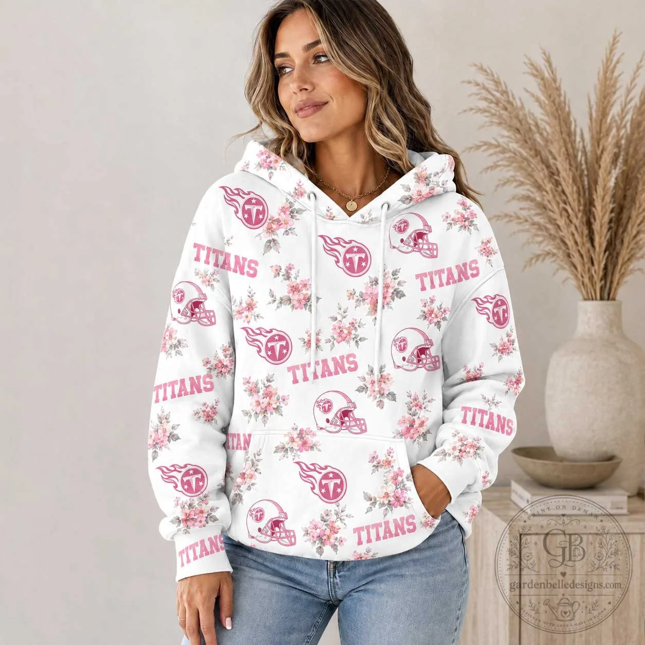Tennessee Titans National Football League Pink Floral Team Pride Hoodie