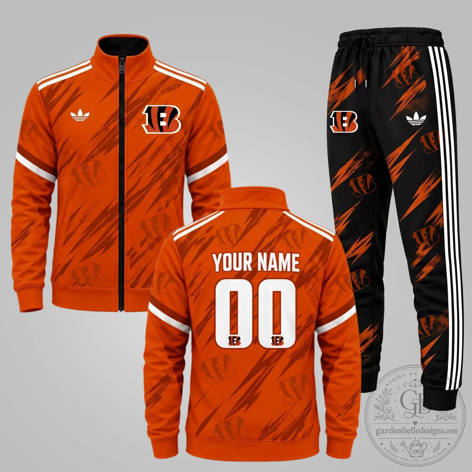 Cincinnati Bengals Personalized Orange and Black Team Tracksuit