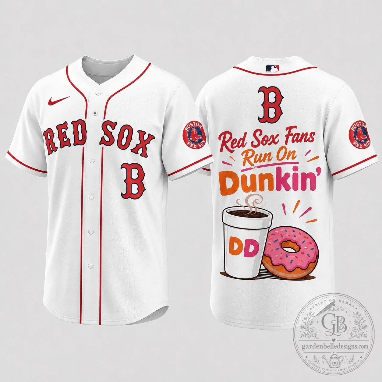Boston Red Sox Baseball Fans Run On Dunkin' Jersey