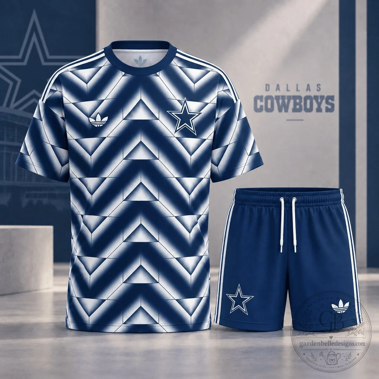 Dallas Cowboys Shirt Geometric Performance T-Shirt and Shorts Set