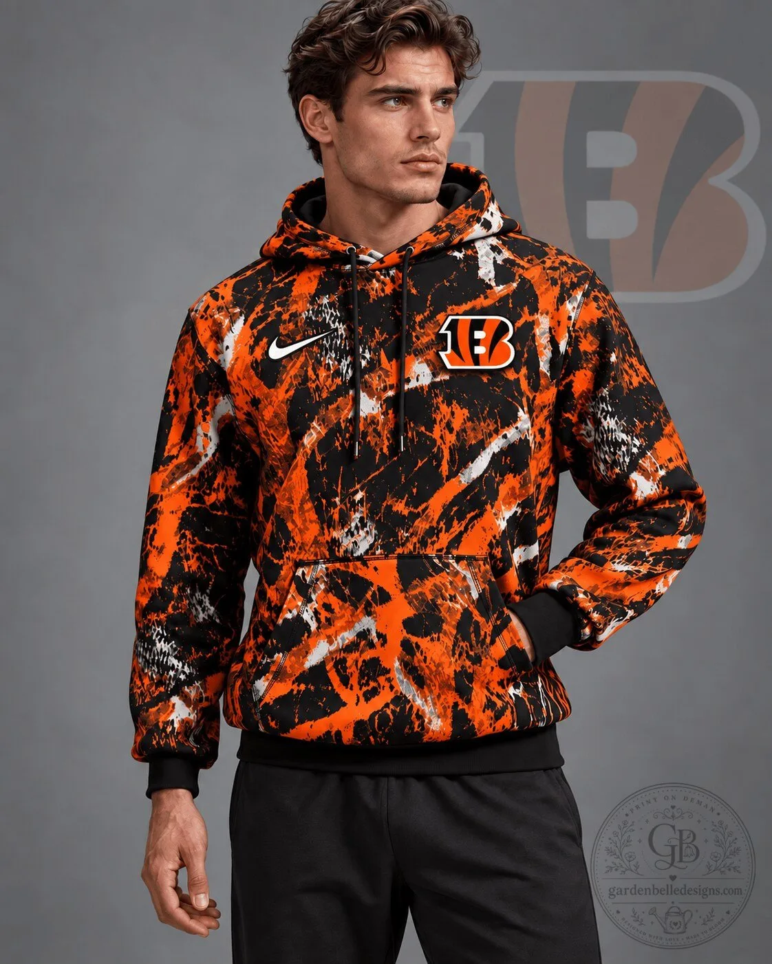Cincinnati Bengals Distressed Camouflage Pullover Hoodie