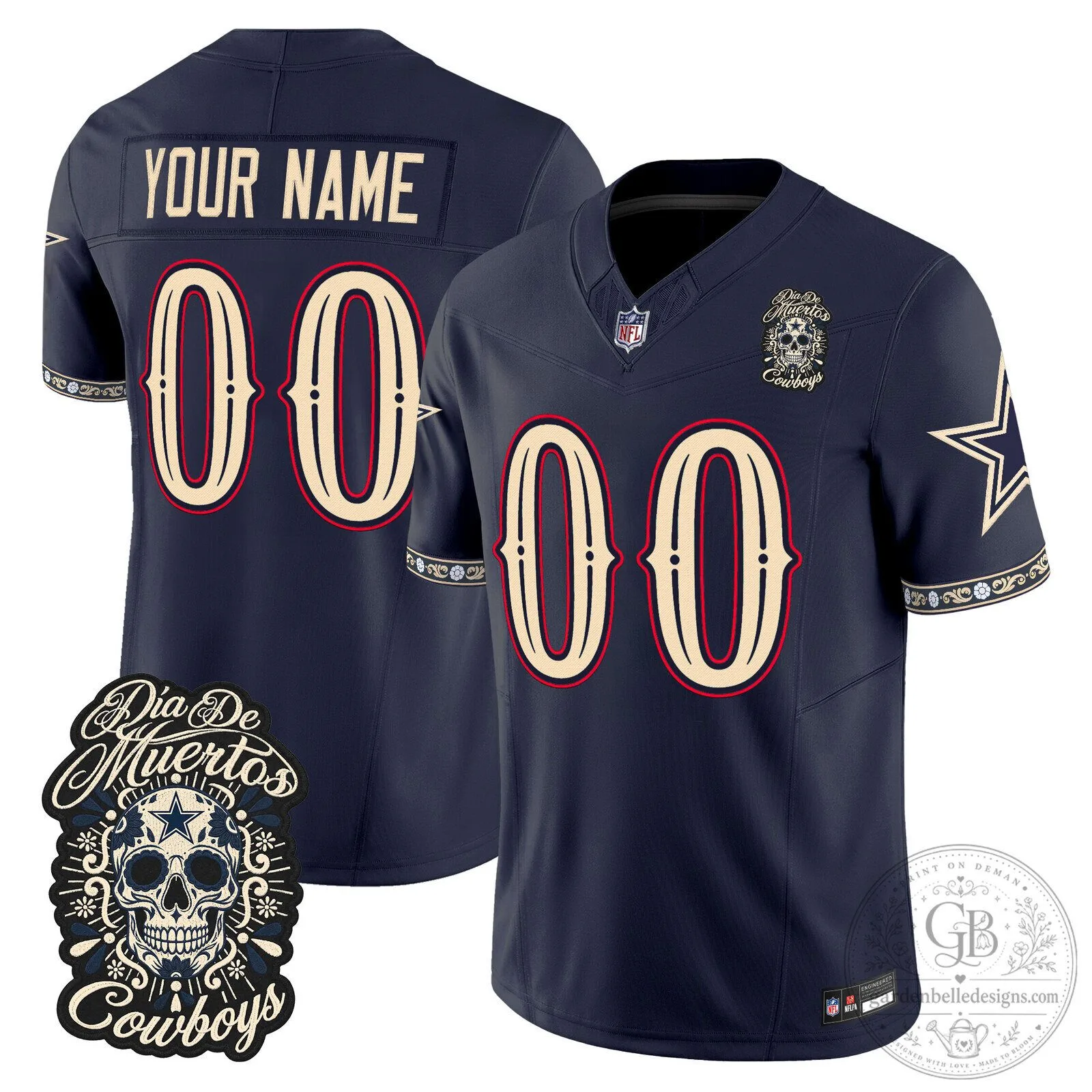 Dallas Cowboys Day of the Dead Limited Custom Football Jersey