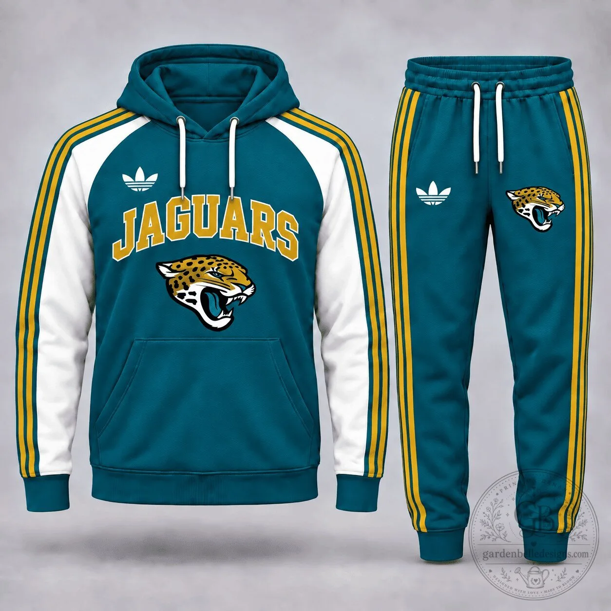 Jacksonville Jaguars NFL Football Team Logo Teal and White Hoodie and Jogger Set