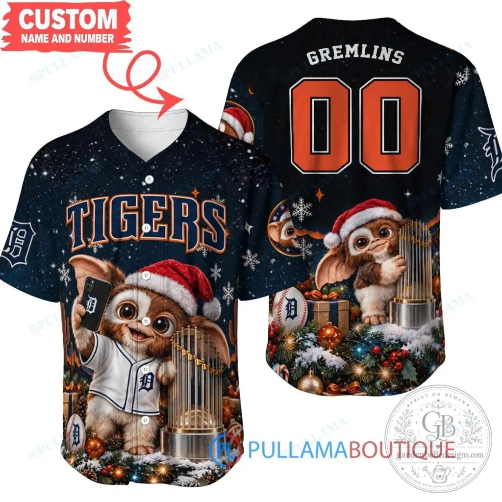 Detroit Tigers Gremlins Christmas Baseball Jersey World Series Trophy Detroit Tigers Gremlins Christmas Baseball Jersey World Series Trophy
