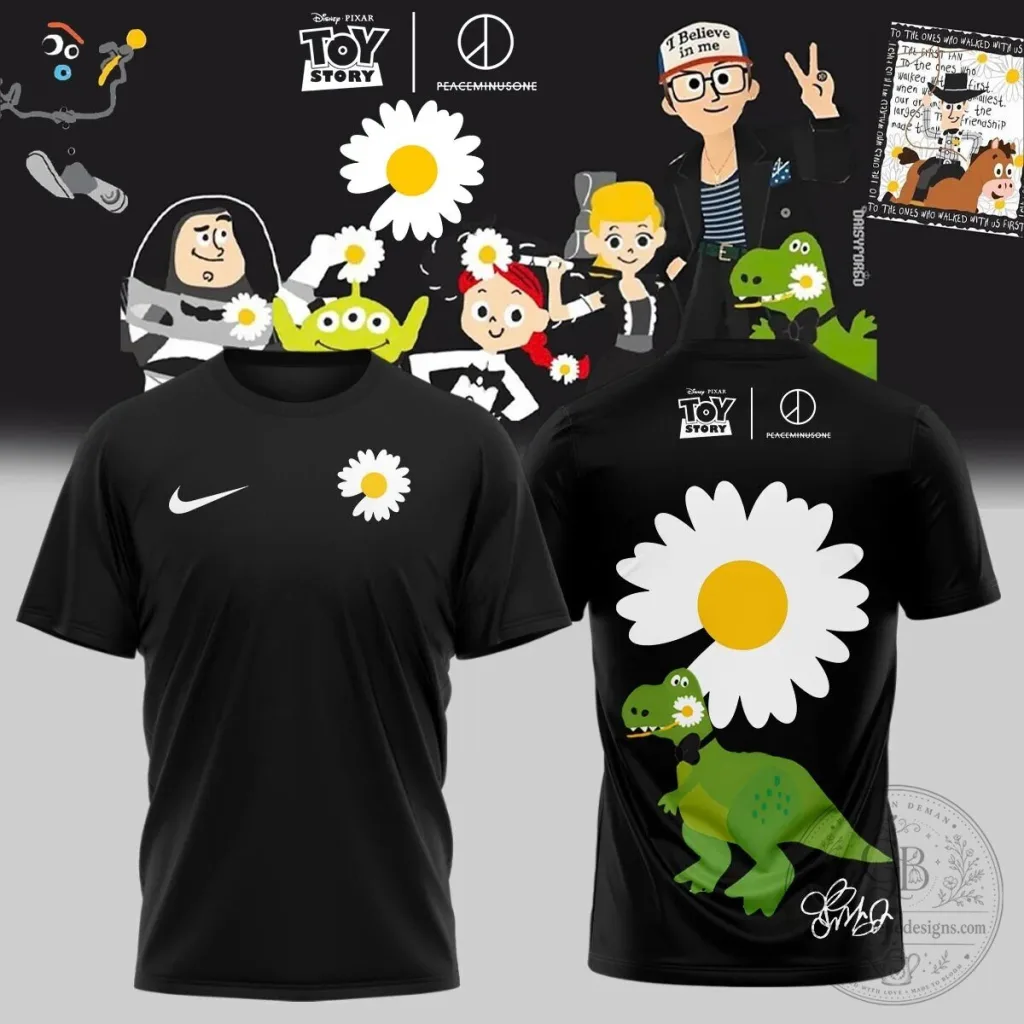 Toy Story Peaceminusone Daisy Rex Character Black T-Shirt Toy Story Peaceminusone Daisy Rex Character Black T-Shirt