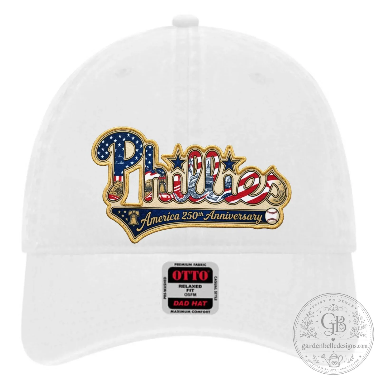 Philadelphia Phillies America 250th Anniversary Embroidered White Dad Hat