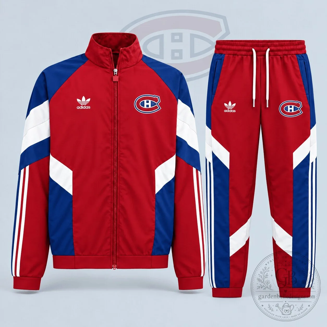Montreal Canadiens Adidas Red White Blue Retro Track Jacket and Jogger Pants Set