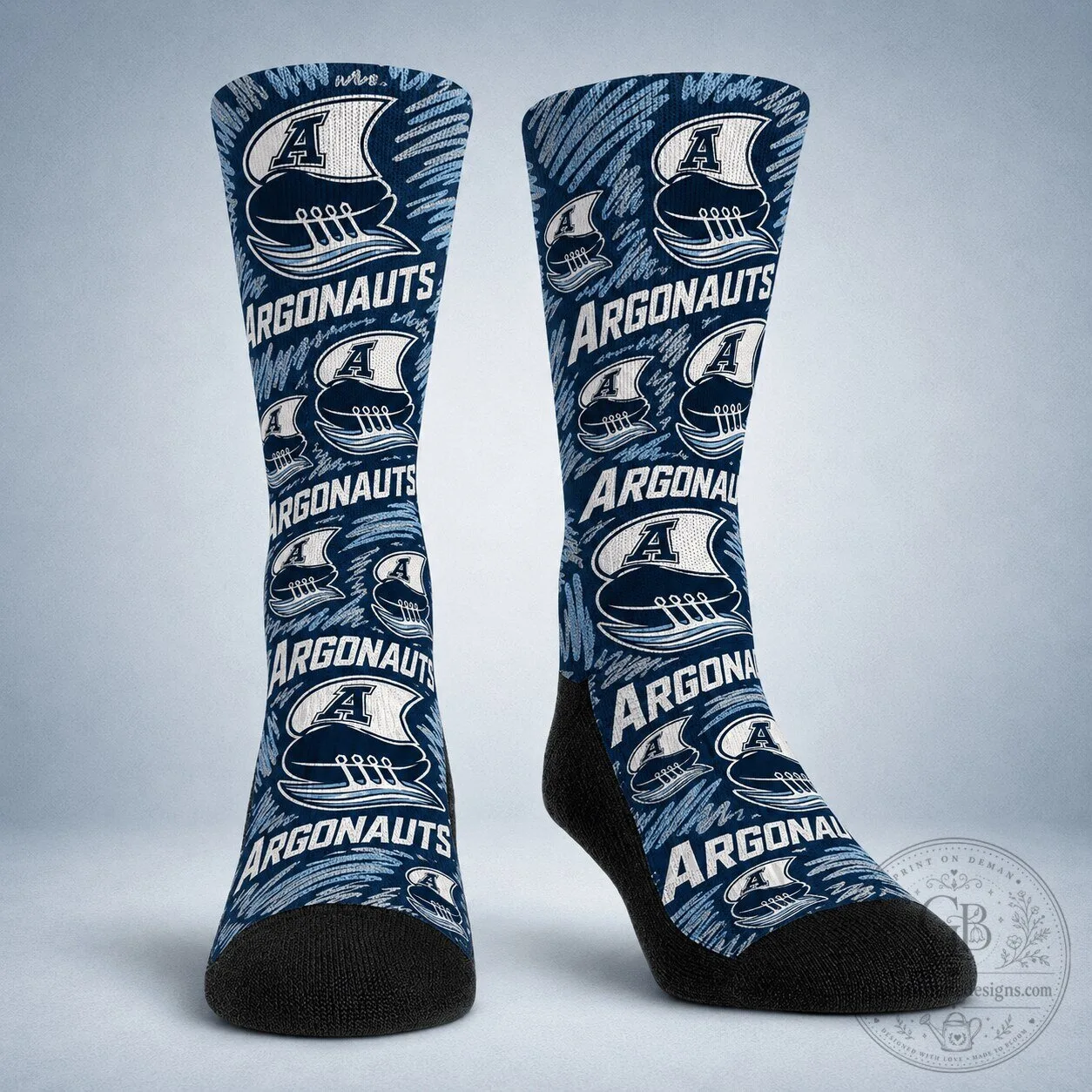 Toronto Argonauts CFL Football Team Logo Pattern Crew Socks for Men and Women