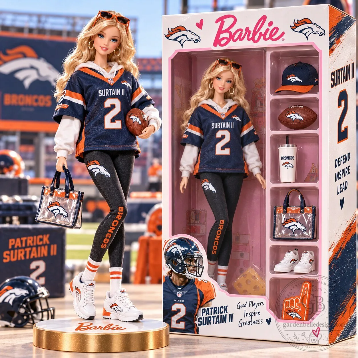 Denver Broncos Patrick Surtain II Barbie Doll Collectible Set
