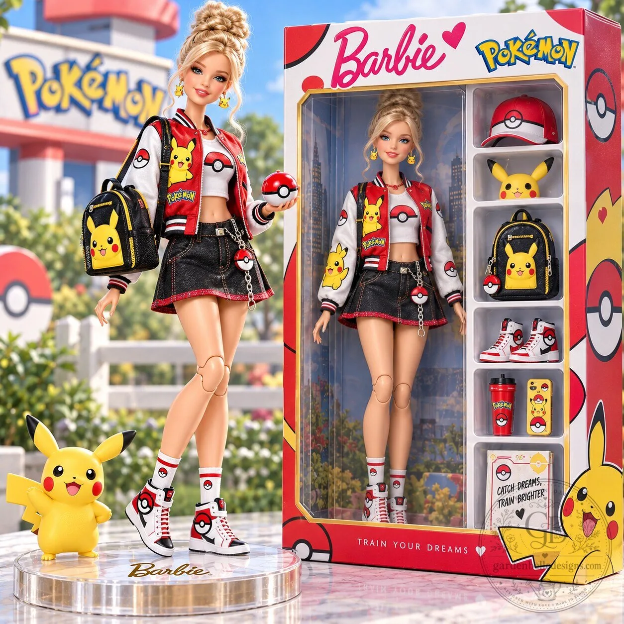 Barbie Pokemon Pikachu Fashion Collectible Doll with Accessories