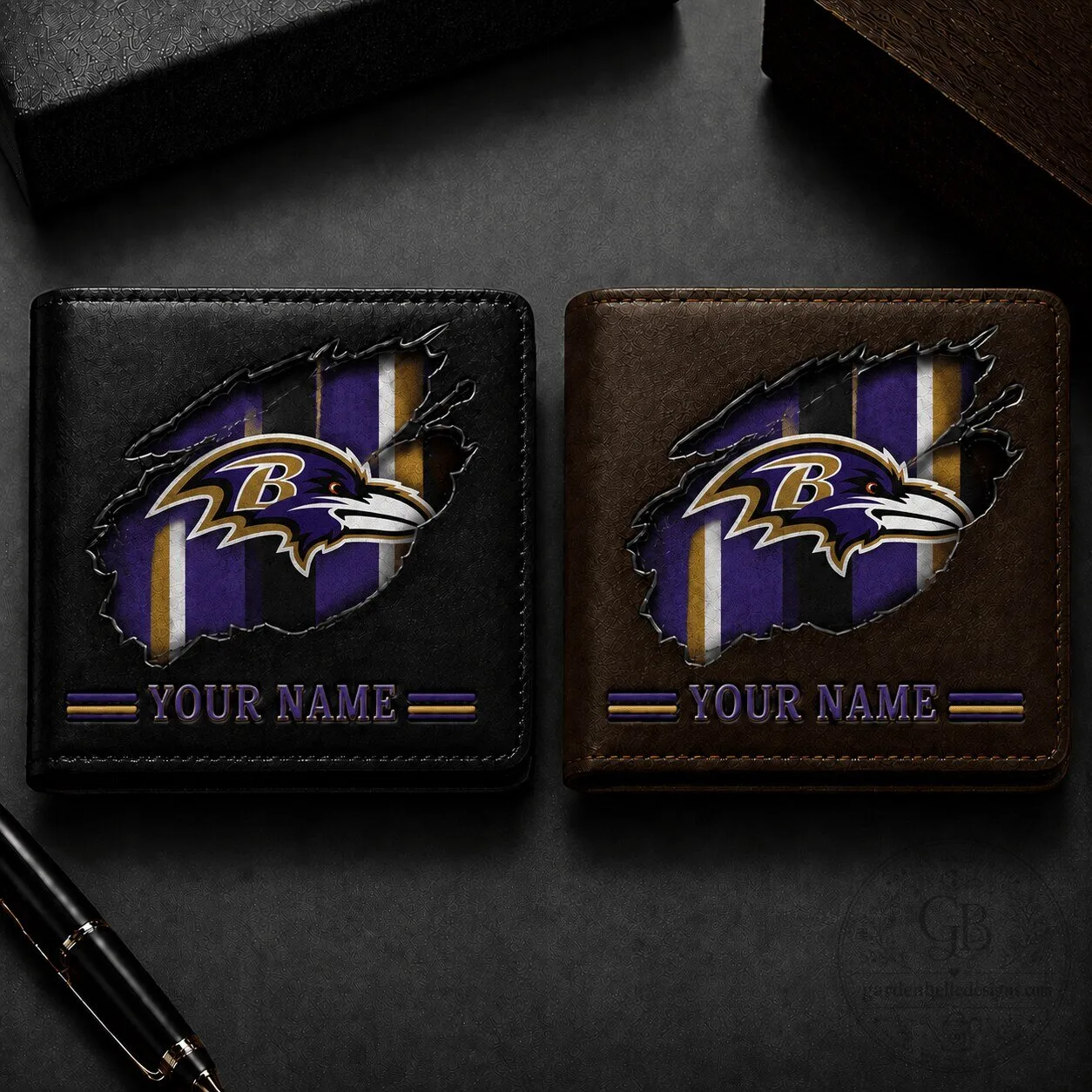Baltimore Ravens Football Team Custom Name Wallet Gift For Fan