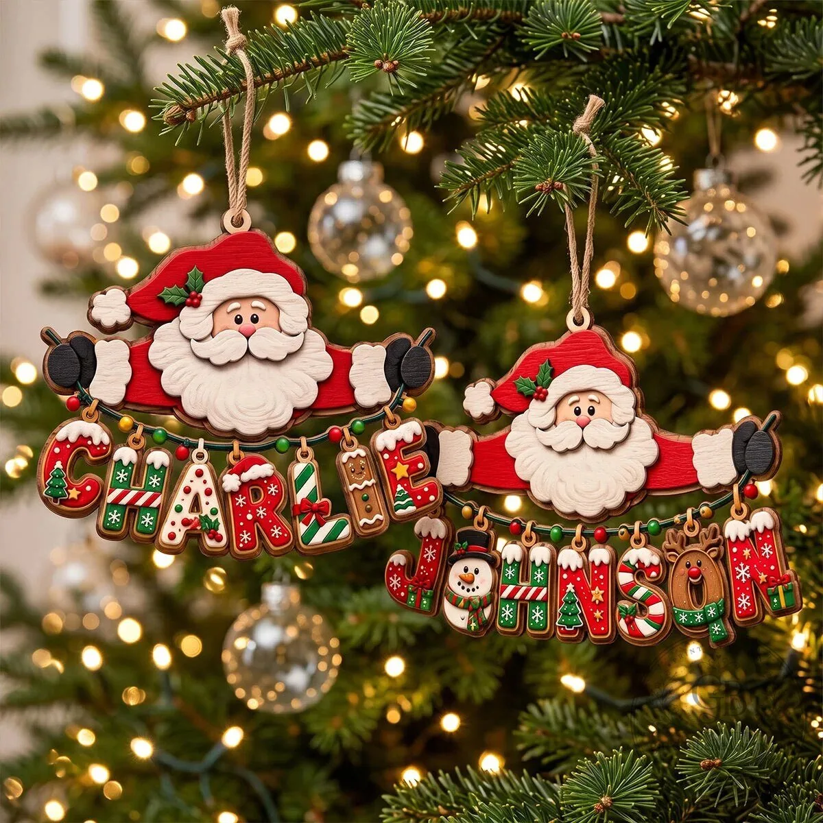 Personalized Santa Claus Christmas Tree Ornament Custom Name Holiday Decoration