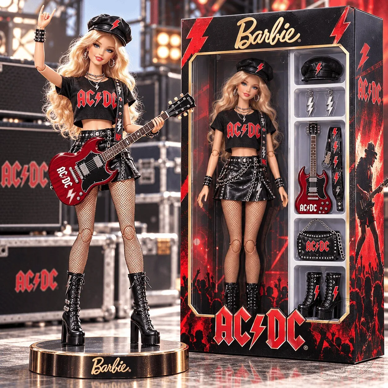Barbie Collector AC/DC Rock and Roll Music Fashion Doll with Accessories
