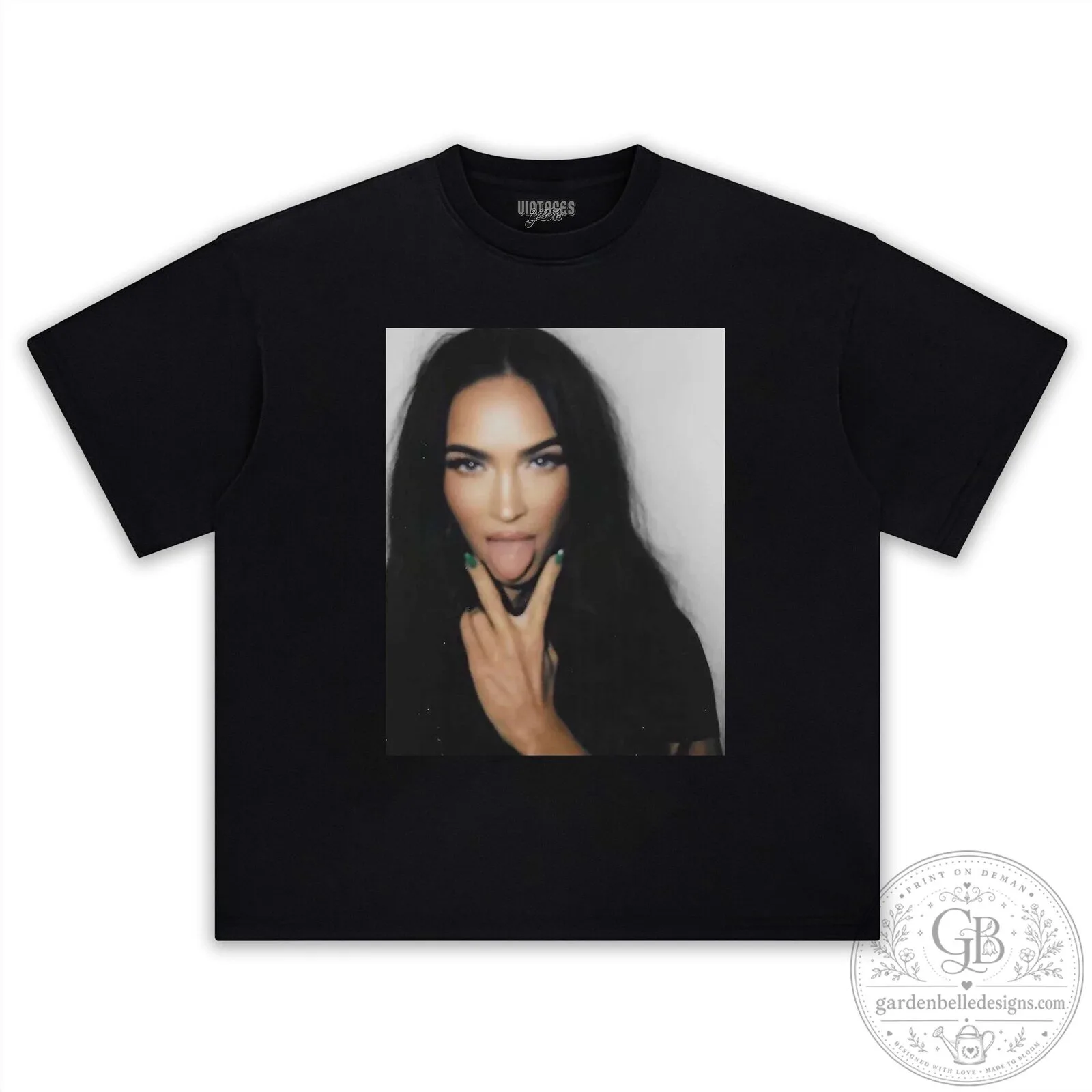 Megan Fox V3 Polaroid Photo Black T-Shirt