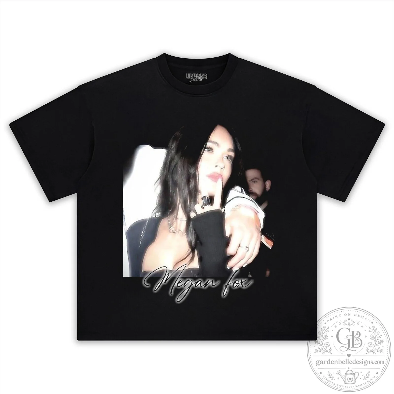 Megan Fox Graphic T-Shirt featuring a Black and White Photo Design