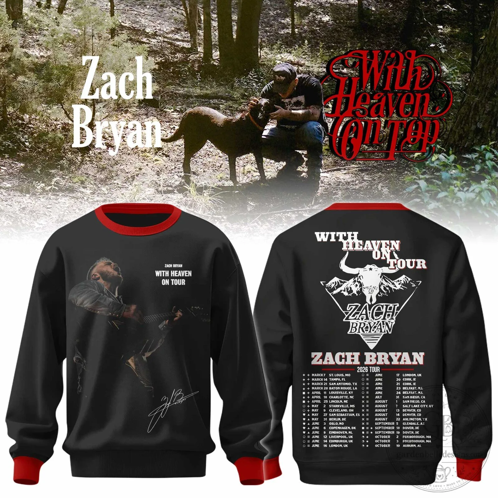 Zach Bryan With Heaven On Tour 2026 Concert Schedule Sweatshirt 9 Zach Bryan With Heaven On Tour 2026 Concert Schedule Sweatshirt
