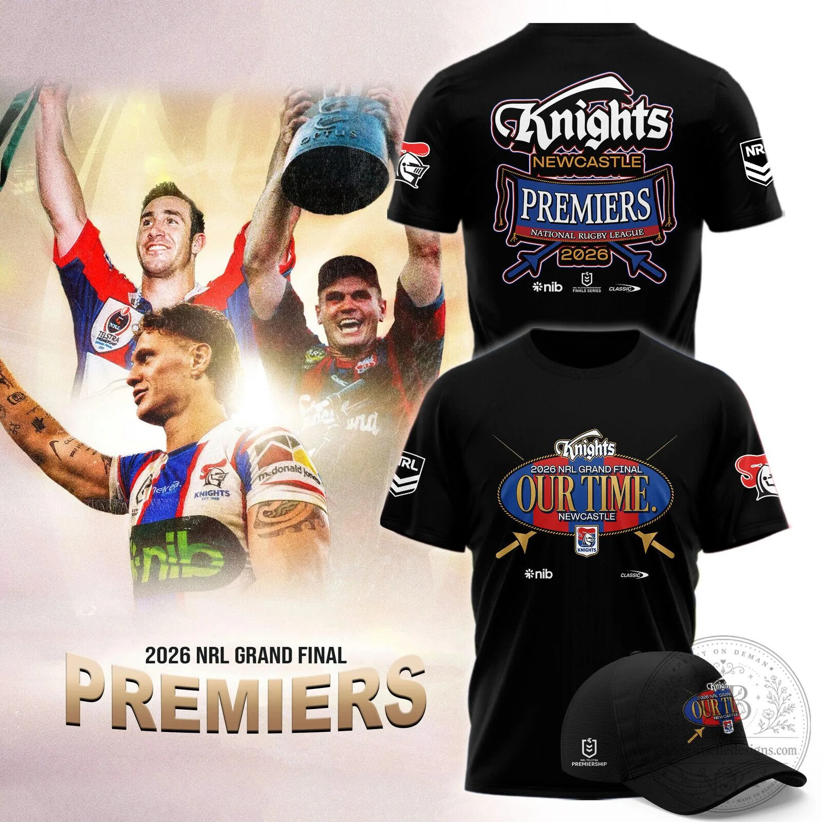 Newcastle Knights 2026 National Rugby League Premiers Black T-Shirt