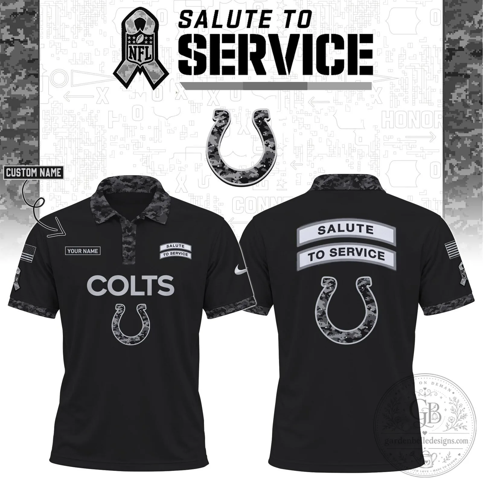 Indianapolis Colts Salute To Service Black Polo Shirt