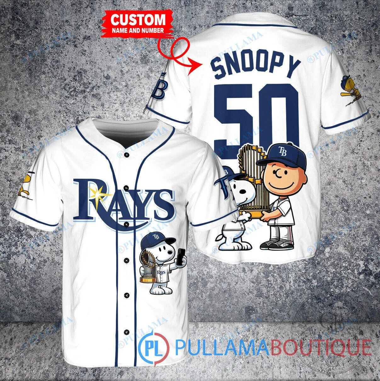Tampa Bay Rays Baseball Snoopy Charlie Brown World Series White Baseball Jersey