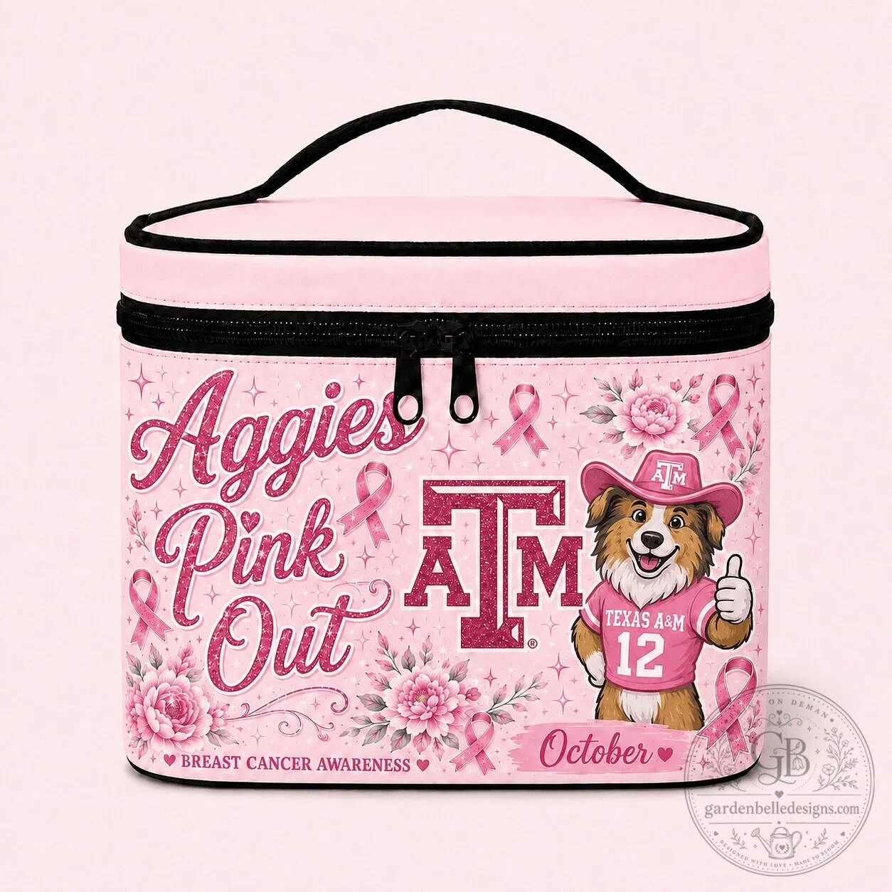 Pink Out Cosmetic Bag for Breast Cancer Awareness - Texas A&M Aggies