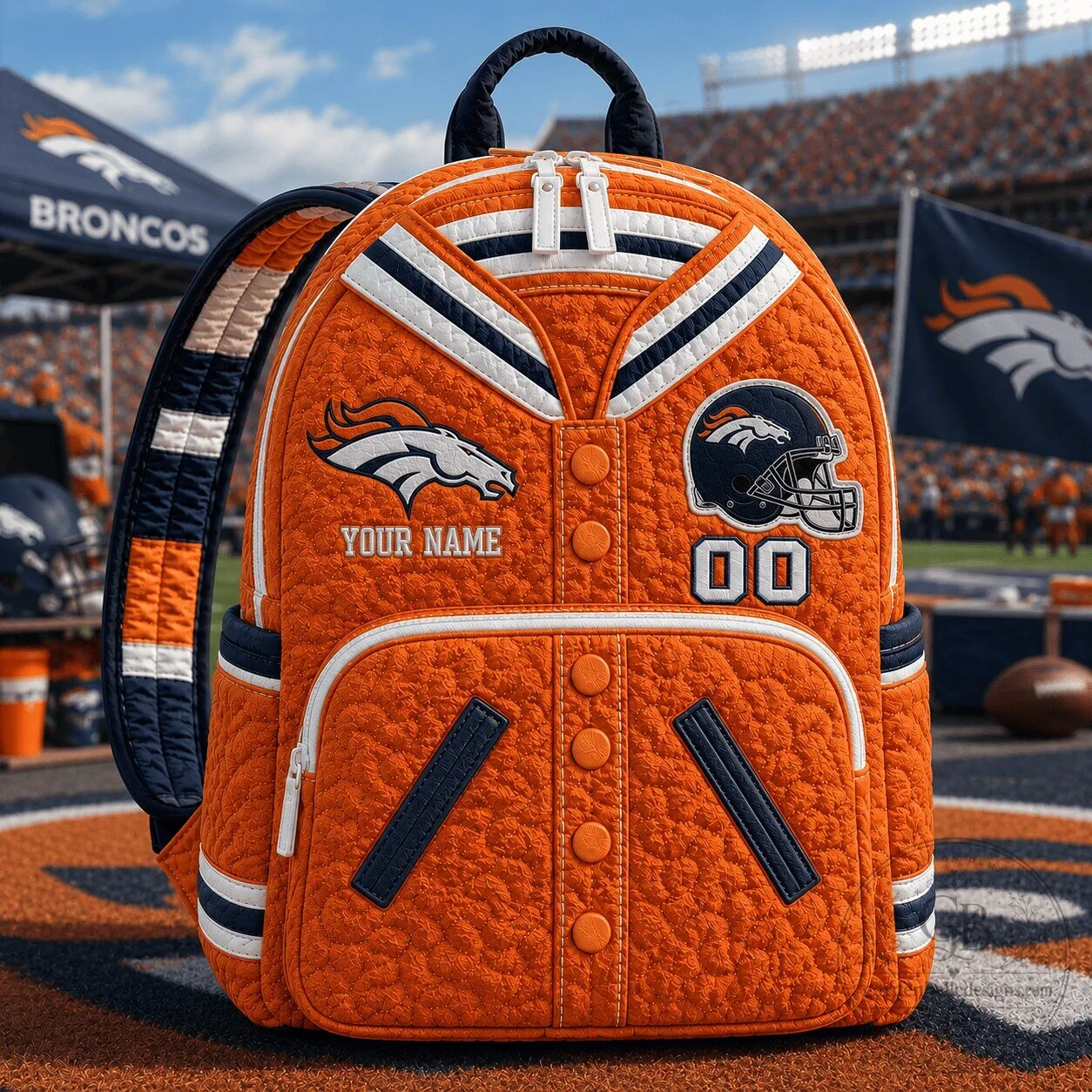 Denver Broncos Varsity Quilted Backpack Personalized Gift 8 Denver Broncos Varsity Quilted Backpack Personalized Gift