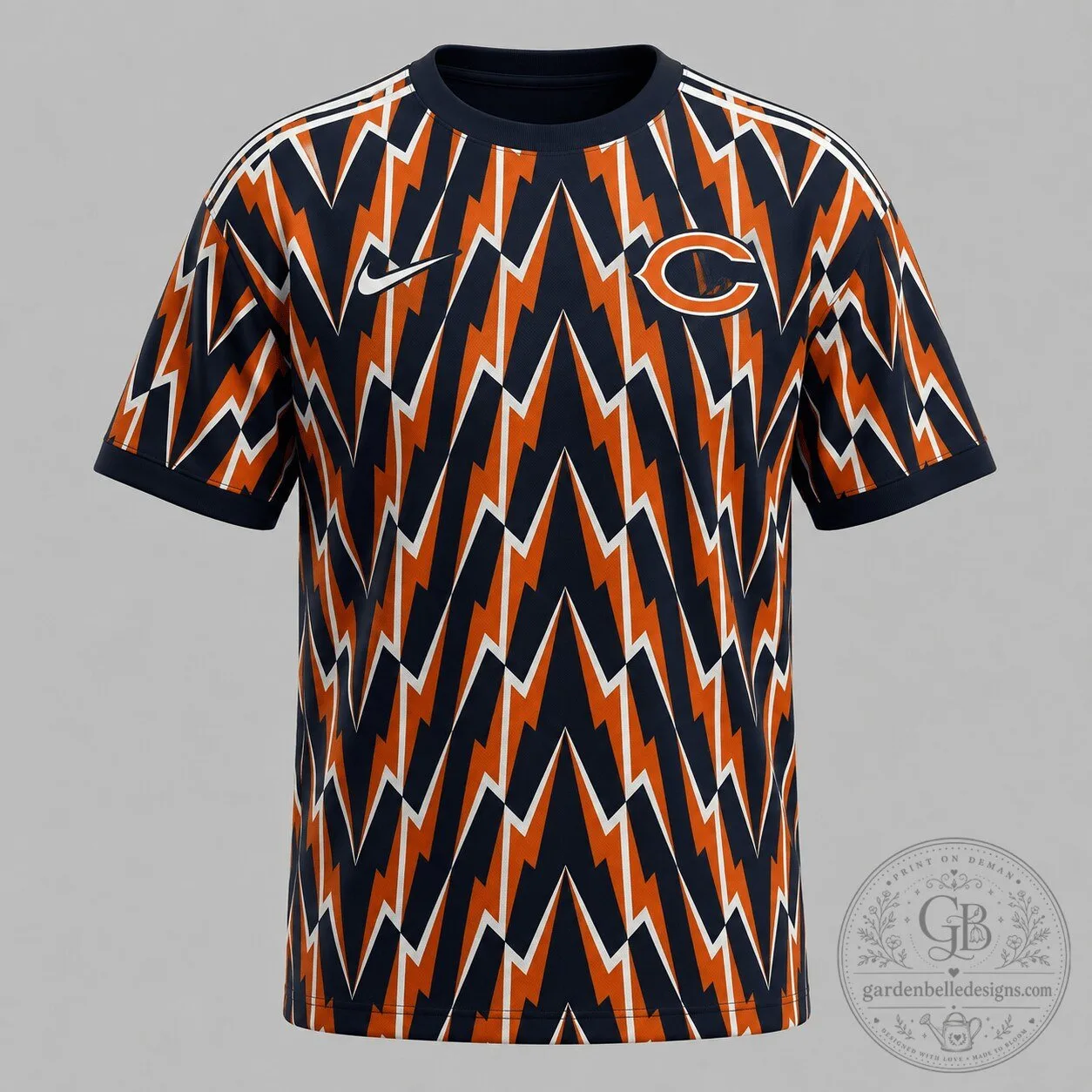 Chicago Bears Lightning Bolt Pattern NFL Football Fan T-Shirt
