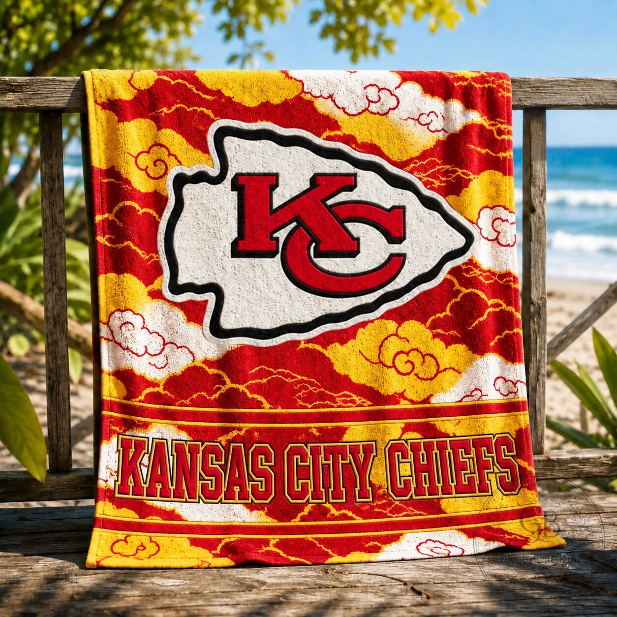 Kansas City Chiefs Football Team Logo Red Gold Beach Towel