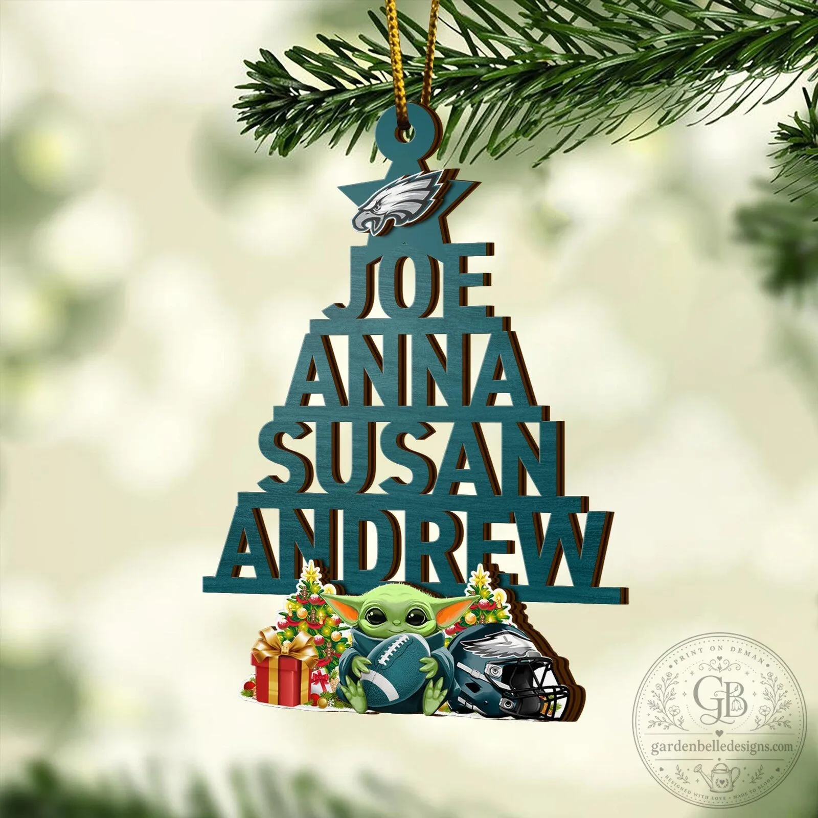 Philadelphia Eagles Christmas Tree Custom Name Wooden Ornament 15 Philadelphia Eagles Christmas Tree Custom Name Wooden Ornament