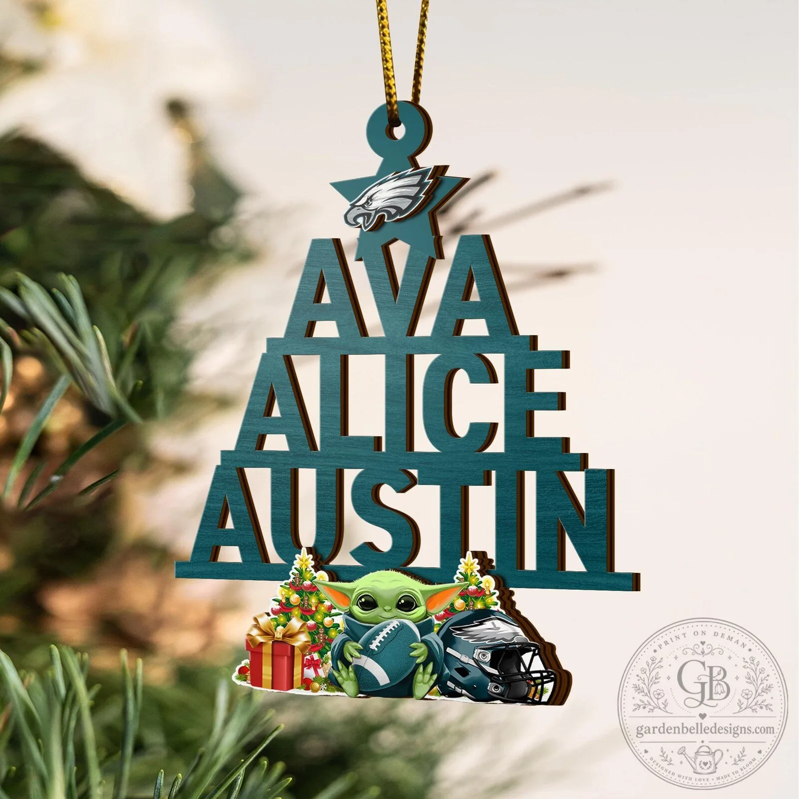 Philadelphia Eagles Christmas Tree Custom Name Wooden Ornament 16 Philadelphia Eagles Christmas Tree Custom Name Wooden Ornament
