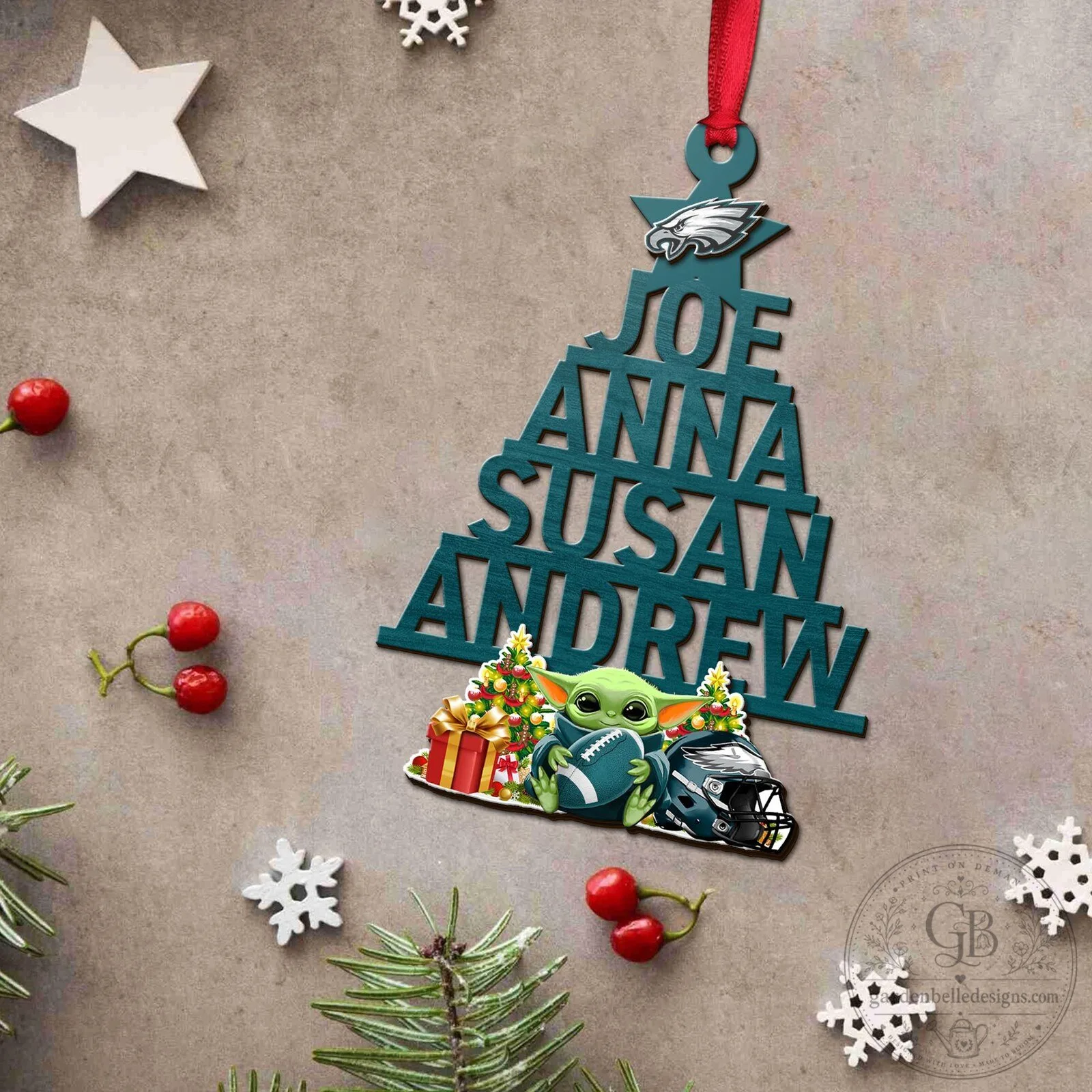 Philadelphia Eagles Christmas Tree Custom Name Wooden Ornament 17 Philadelphia Eagles Christmas Tree Custom Name Wooden Ornament