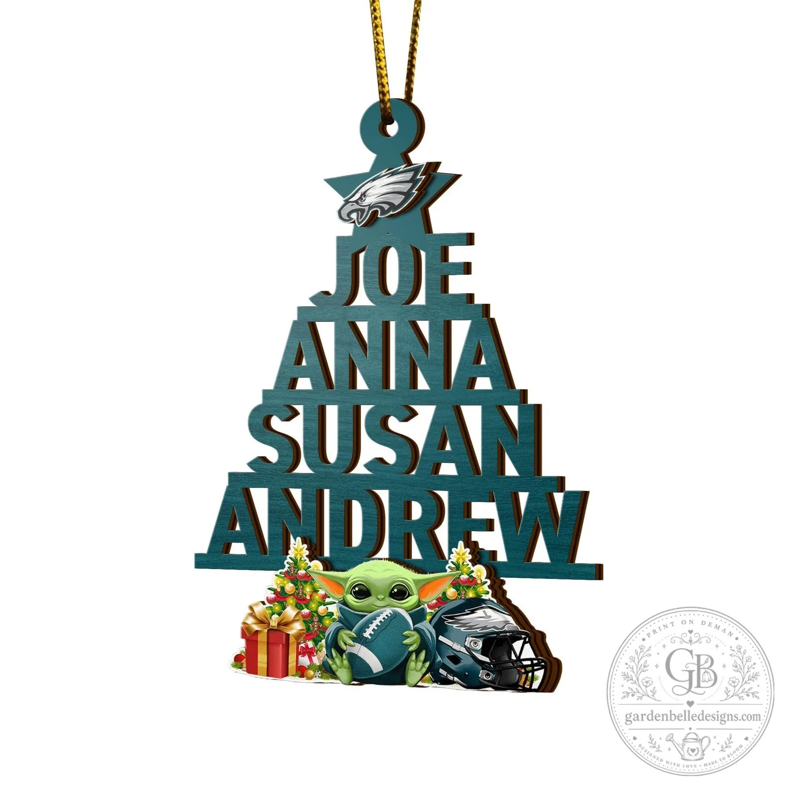 Philadelphia Eagles Christmas Tree Custom Name Wooden Ornament 21 Philadelphia Eagles Christmas Tree Custom Name Wooden Ornament