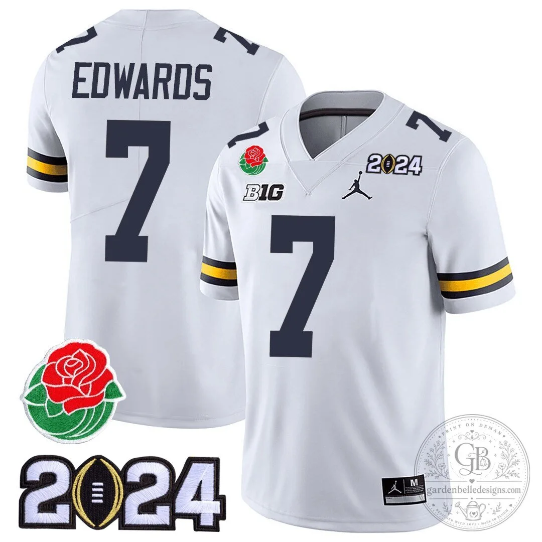 Michigan Wolverines J.J. McCarthy Number 9 Rose Bowl 2024 College Football Playoff Jersey 18 Michigan Wolverines J.J. McCarthy Number 9 Rose Bowl 2024 College Football Playoff Jersey