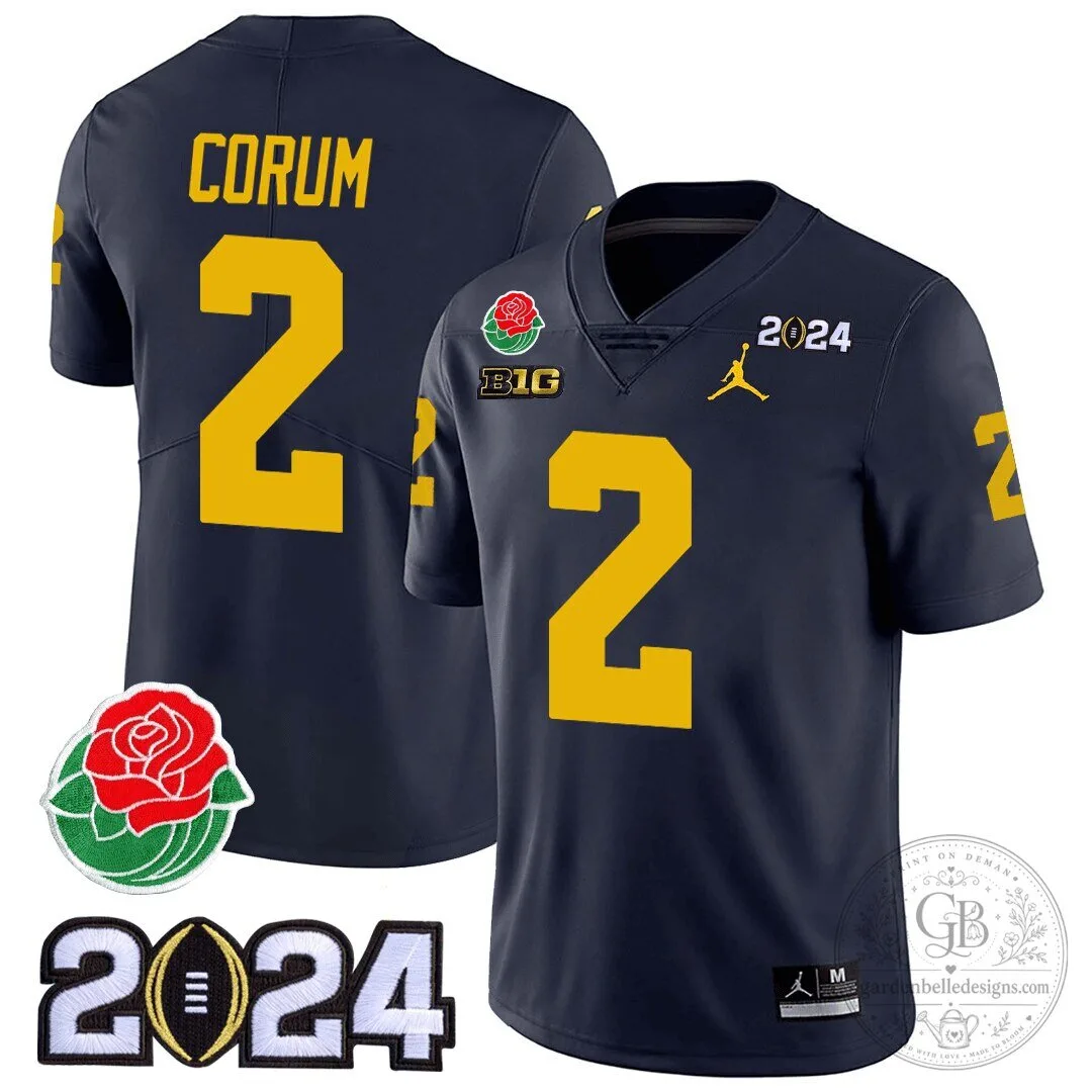 Michigan Wolverines J.J. McCarthy Number 9 Rose Bowl 2024 College Football Playoff Jersey 21 Michigan Wolverines J.J. McCarthy Number 9 Rose Bowl 2024 College Football Playoff Jersey