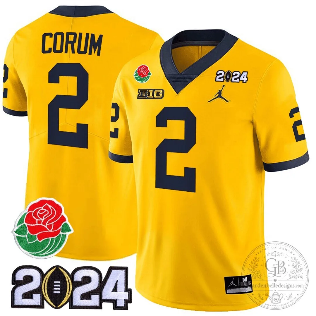 Michigan Wolverines J.J. McCarthy Number 9 Rose Bowl 2024 College Football Playoff Jersey 25 Michigan Wolverines J.J. McCarthy Number 9 Rose Bowl 2024 College Football Playoff Jersey