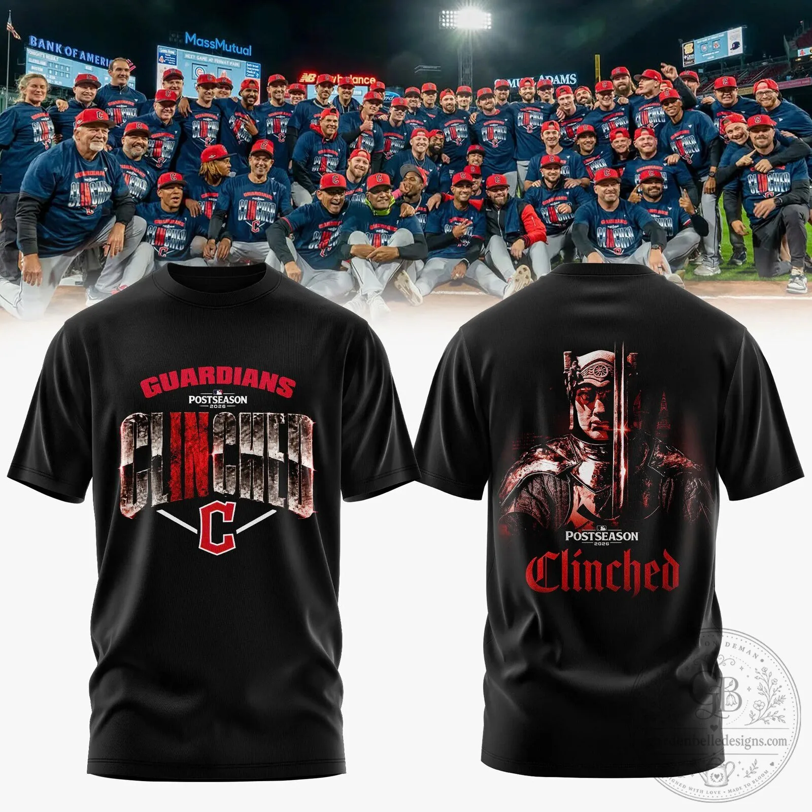 Cleveland Guardians 2026 Major League Baseball Postseason Clinched Black T-Shirt